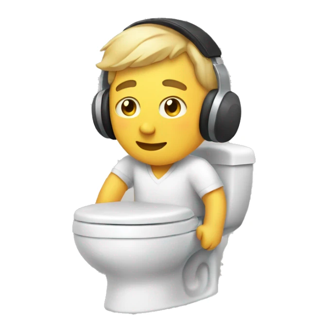 Man on toilet wearing headset sticker