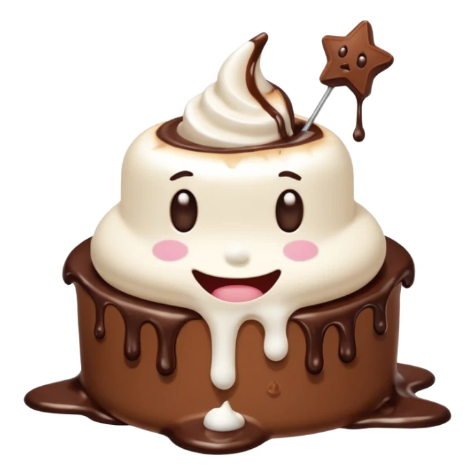 star with a face, melting marshmallow and chocolate, s’more inspired sticker