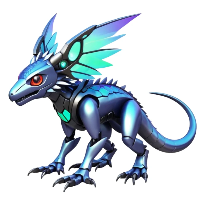  exotic futuristic modern cyber-Fakémon-Digimon-Trico-creature sticker