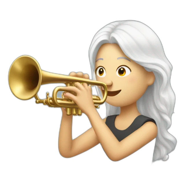 A long white hair woman playing the trumpet sticker