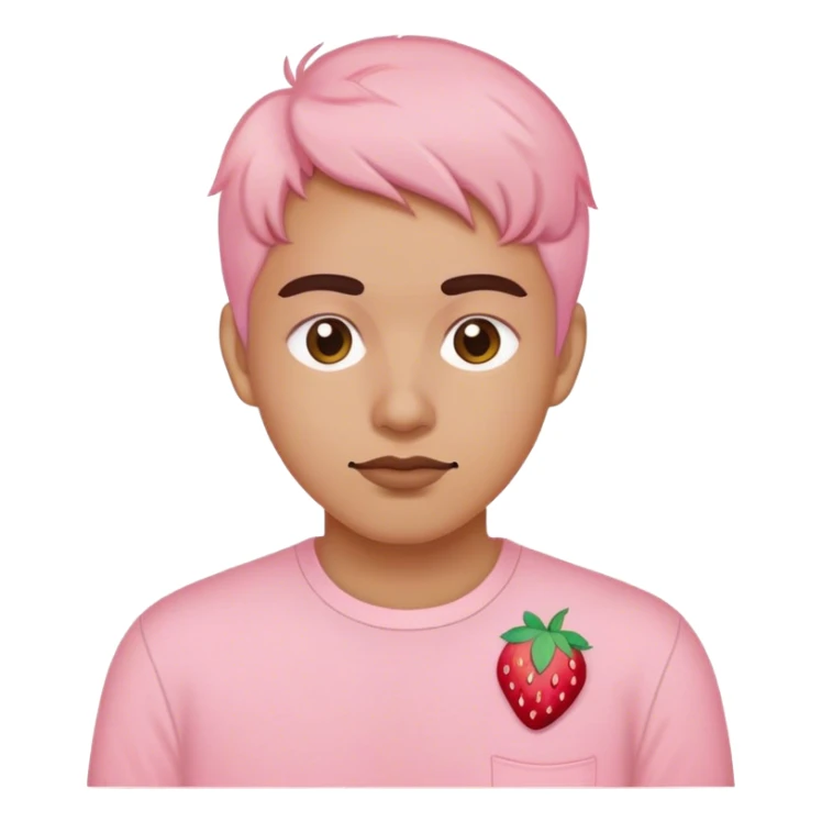 pastel pink shirt with embroidered strawberry sticker
