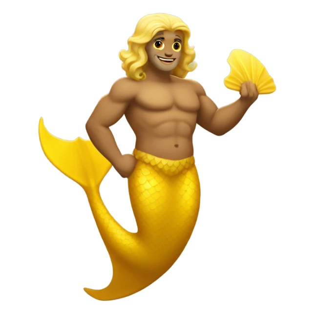 Tan Jewish merman with yellow mermaid tail sticker
