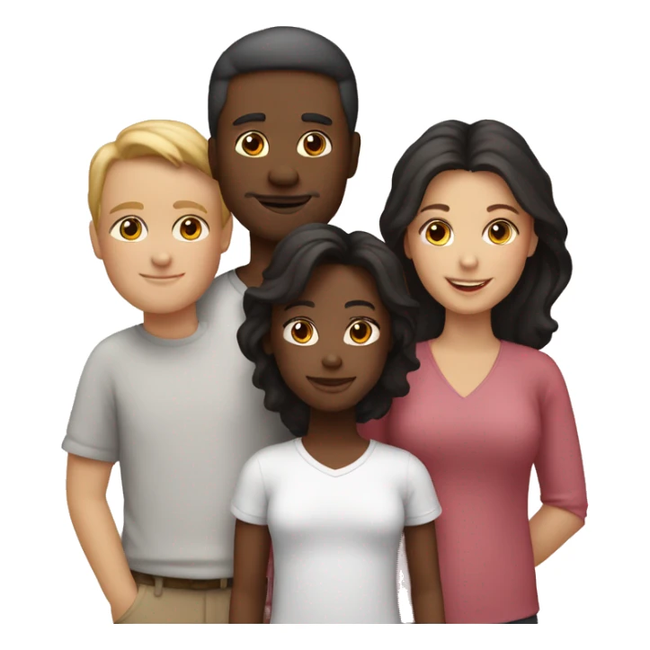 2 white parents 1 black daughter, 2 white sons, 1 white daughter  sticker