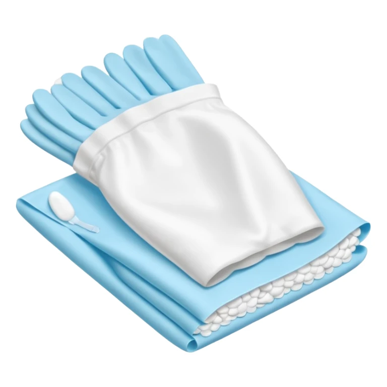 disposable gloves, cotton pads and swabs lying on a table sticker