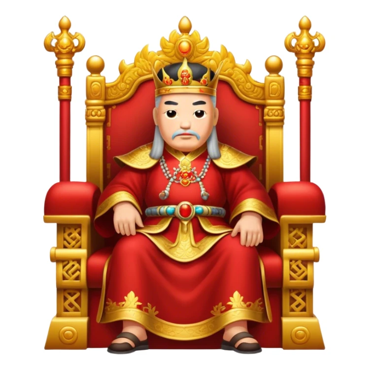 old chinese king sitting on red and gold throne sticker