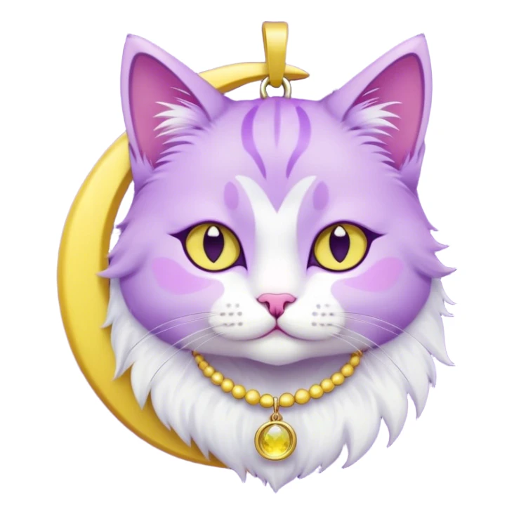 "A cute purple cat with a yellow moon necklace." sticker