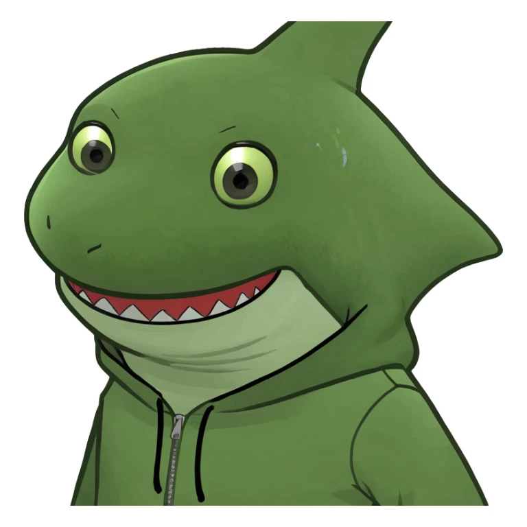 Make a emoji of a shark with a hoodie  sticker