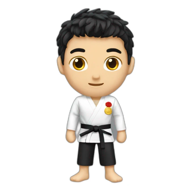 karate-winner-male-medal-gold-black-hair sticker