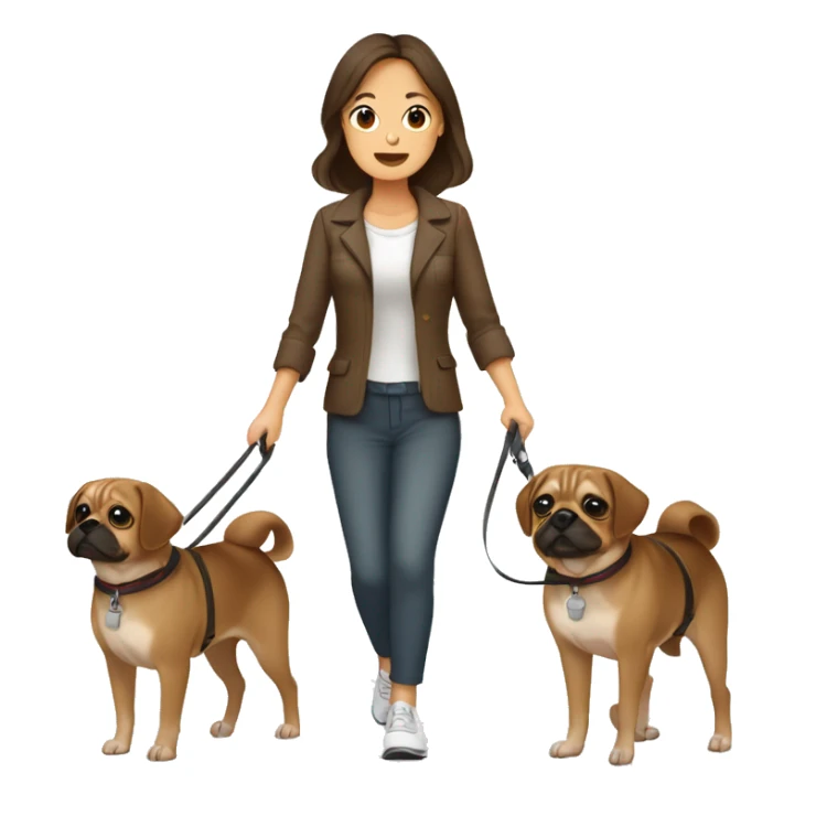 Mid 30s filipina walking two brown pugaliers on leash sticker