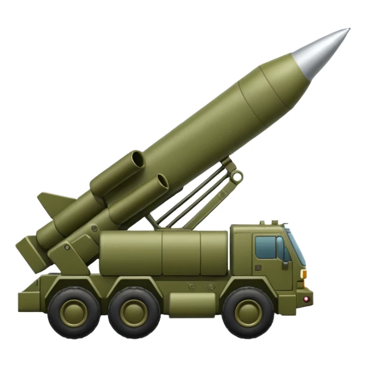 HIMARS rocket launcher, front view, military style, emoji style sticker