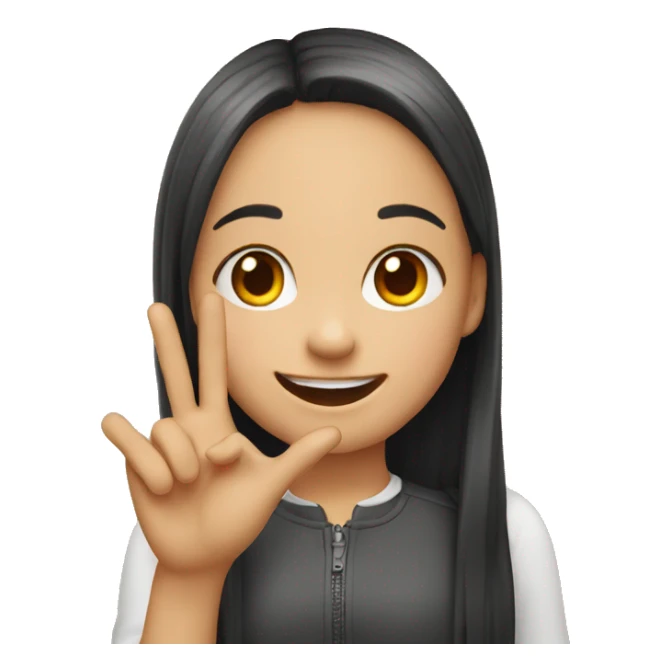 Girl finger heart and smile sticker