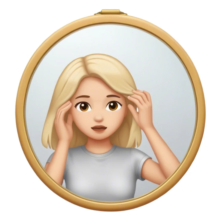 Una niña arreglandoce en un espejo  sticker