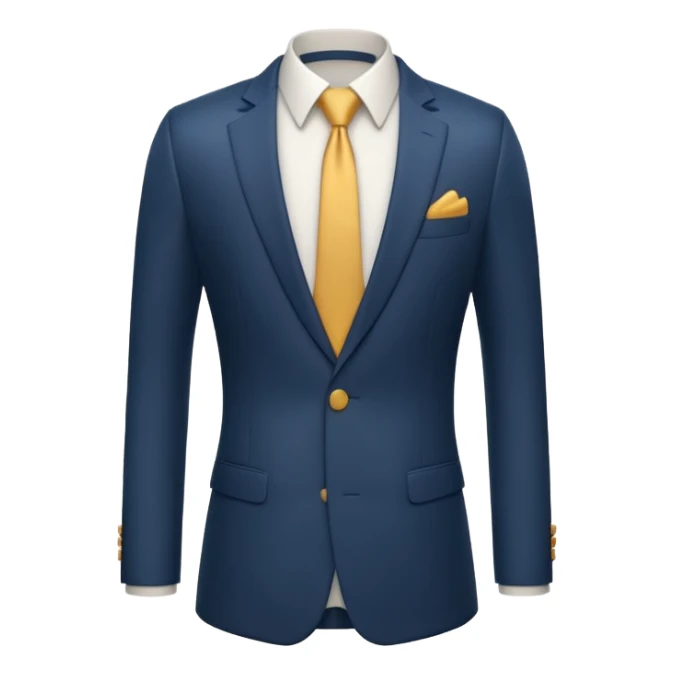 A 3D cartoon formal suit with jacket, shirt, and tie displayed neatly, smooth folds, studio lighting, Memoji-style rendering. sticker