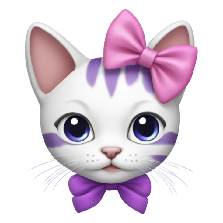  cat with purple short hair and pink bow sticker