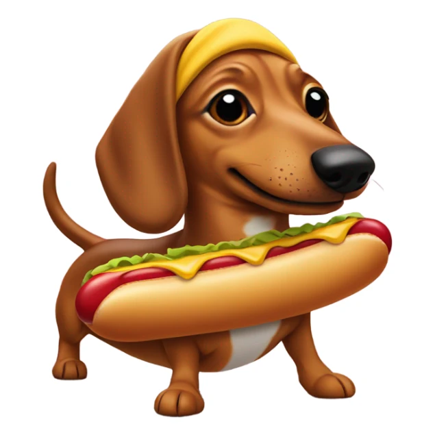 Weiner dog dressed as a hotdog sticker
