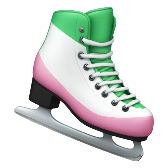 White and pink with green stripes Ice skates  sticker