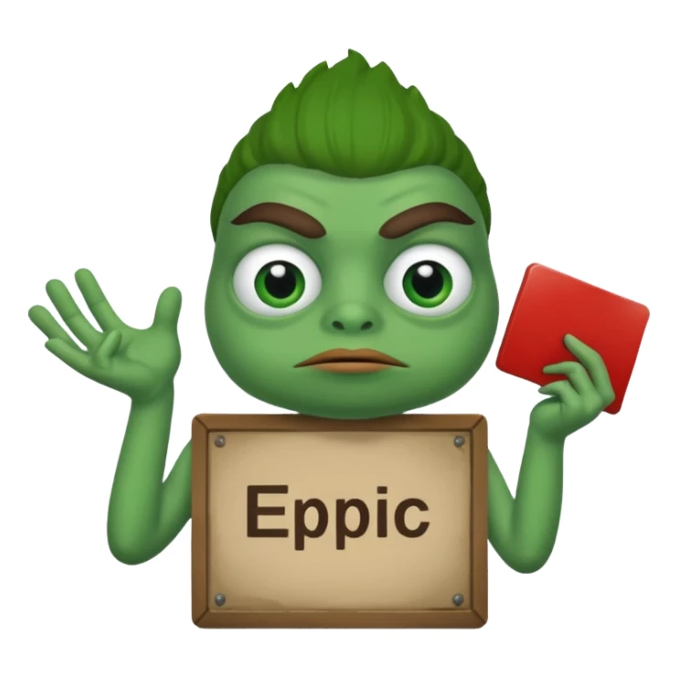 Pepe holding a sign says blame epiic sticker