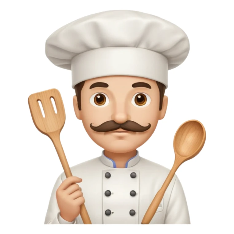 Chef with mustache hat and cooking supplies  sticker