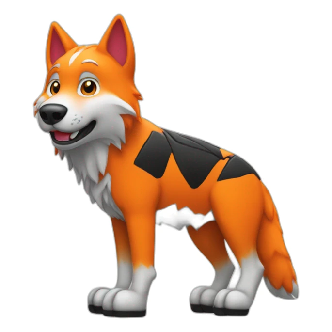 Mascotte de loup soccer en orange et noir sticker