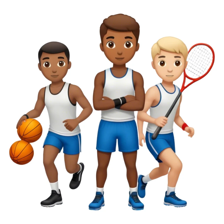 male friend group playing sport trading sticker