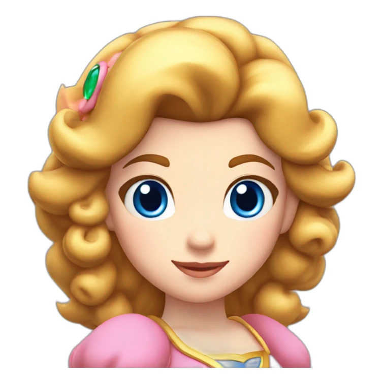 Princess Peach from Super Mario and she has curly brown hair and blue eyes sticker