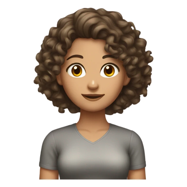 brunette girl with curly hair doing her hair sticker