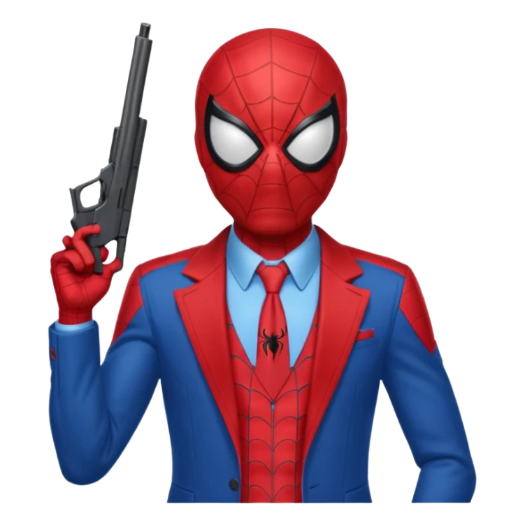 spiderman holding a gun to the side of his head sticker