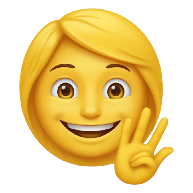 Emoji tête jaune avec un sourire et le doigt devant les dents  sticker