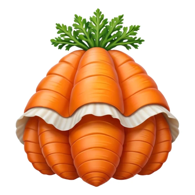 Create an emoji that is half carrot half sea shell sticker