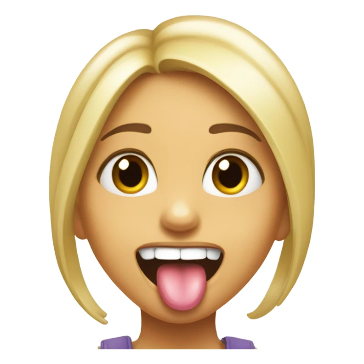 Girl sticking tongue up her teeth looking cheeky  sticker