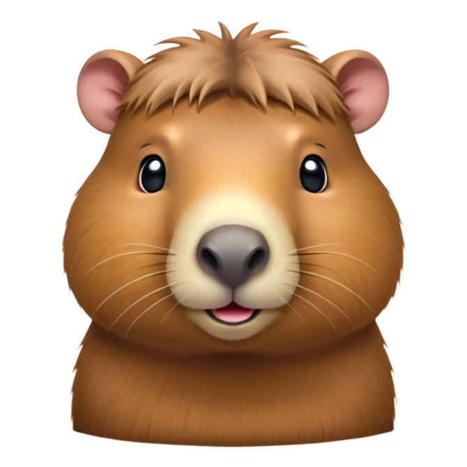 Cinematic Cute Capybara Portrait Emoji, Head tilted playfully and inquisitively, with a delightfully fluffy, rounded form accented by soft, inviting fur and round, sparkling eyes full of charm, Simplified yet irresistibly adorable features, highly detailed, glowing with a warm, friendly glow, high shine, affectionate and lively, stylized with a touch of whimsical cuteness, soft glowing outline, capturing the essence of a mischievous yet loving capybara that feels like it could tumble out of the screen into your arms! sticker