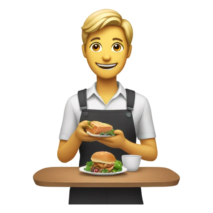 smiling person smartphone showing food sticker