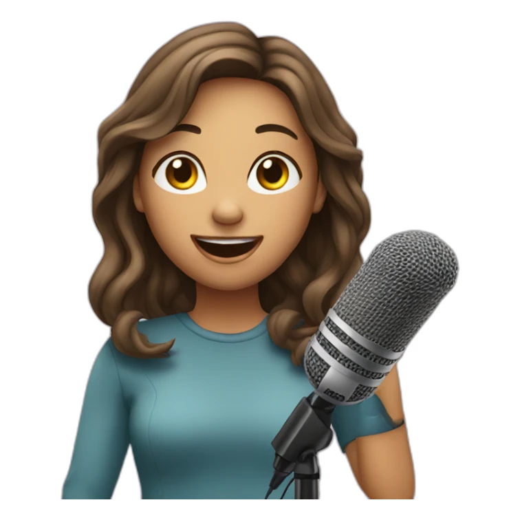 Singing girl in microphone sticker