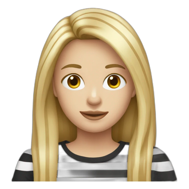 blond woman long hair black stripy t-shirt sticker