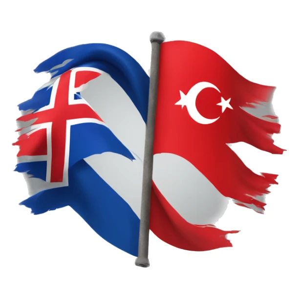 Turkish and Icelandic flag fading into each other sticker