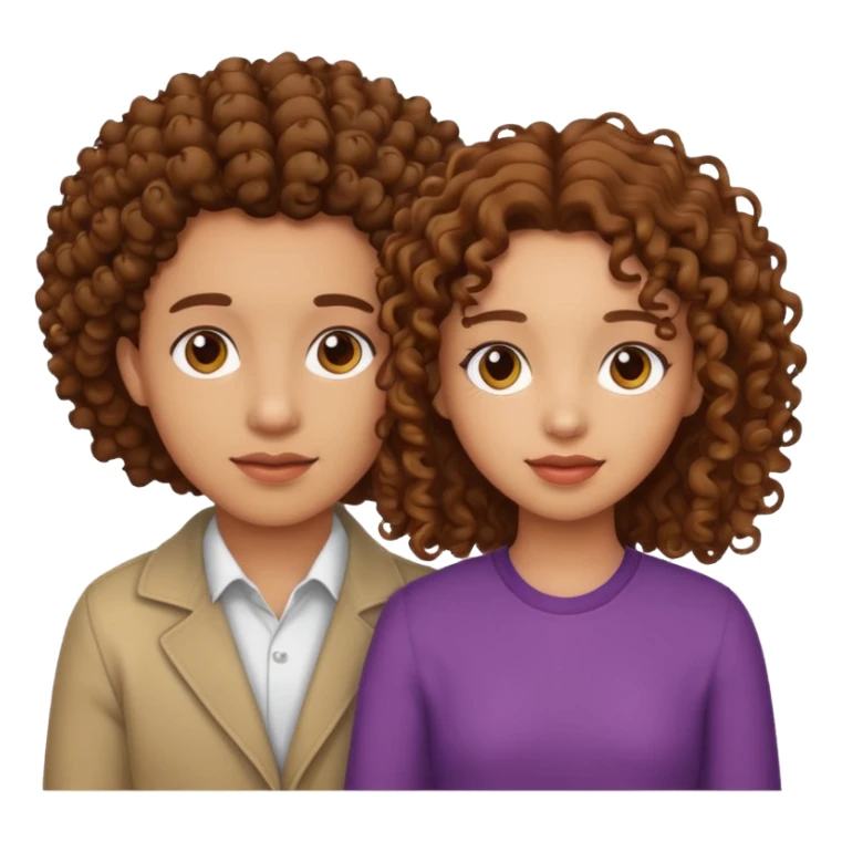 Light skin couple, girl with brown curly hair sticker