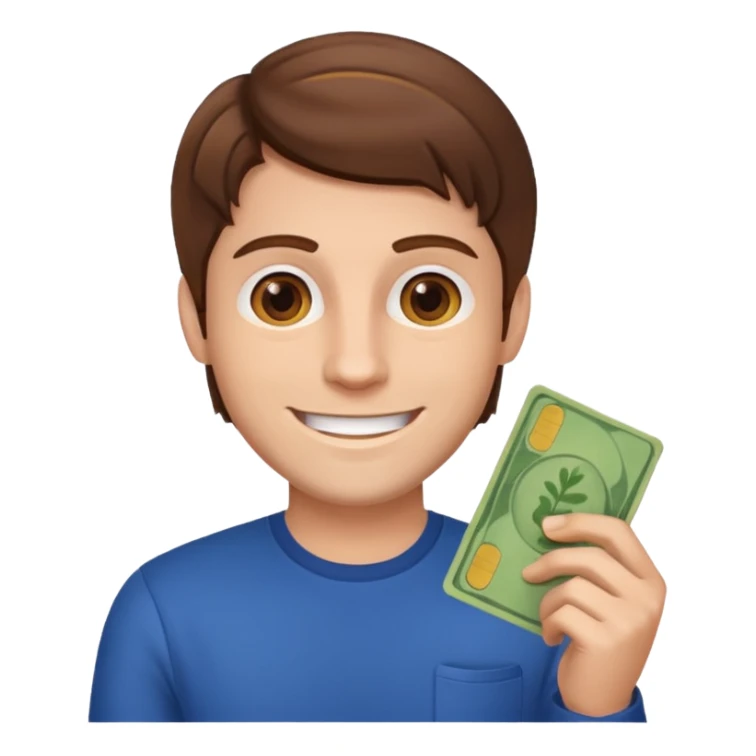 Man brown hair happy cashback sticker