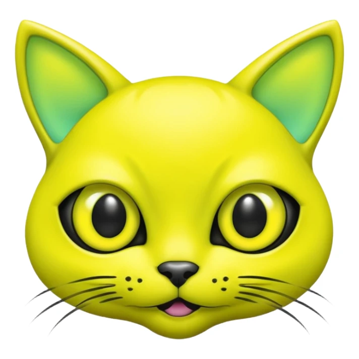 neon very yellow alien cat face sticker