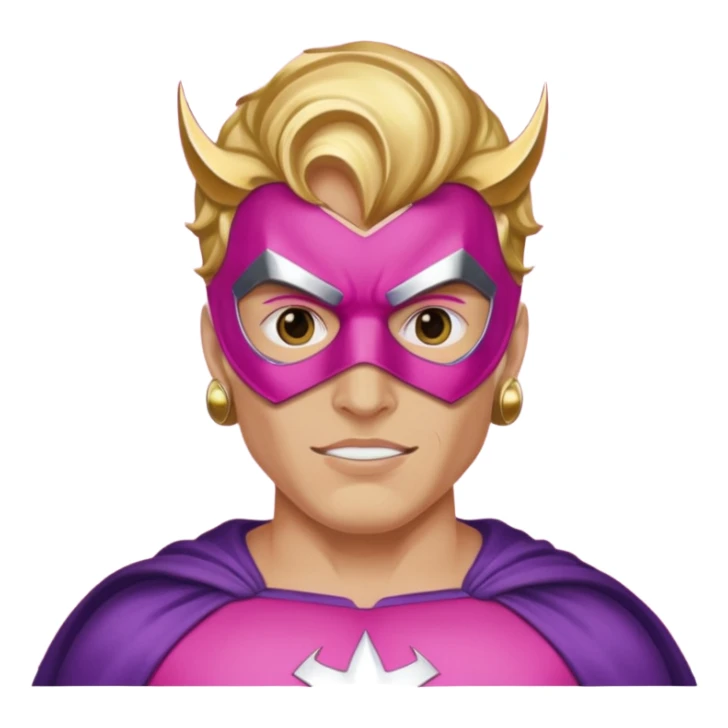 mask wearing man superhero pink with big earrings sticker