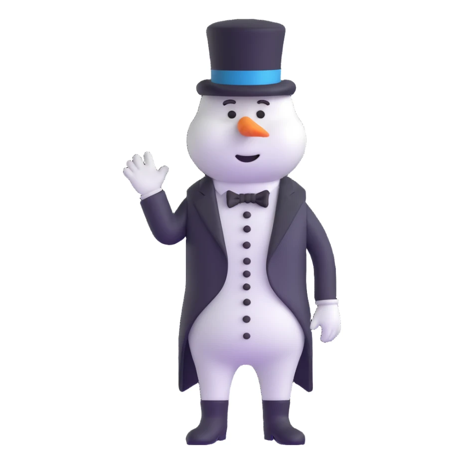 frozen man in a black and white suit with a top hat sticker