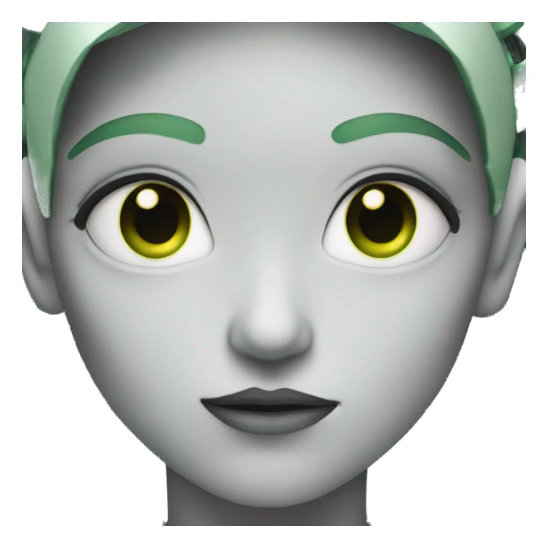 Cyborg with green eyes and green hair sticker
