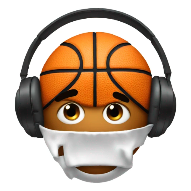 Basketball with a face and headphones  sticker