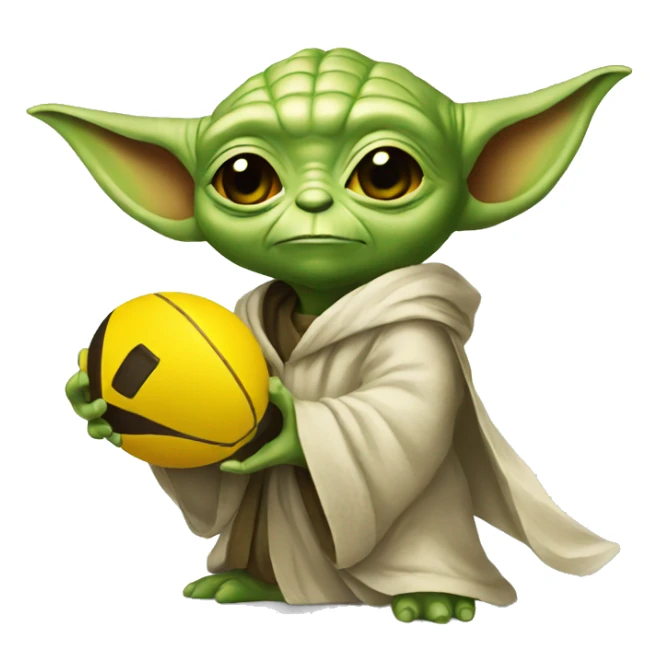 yoda carrying a yellow football card sticker