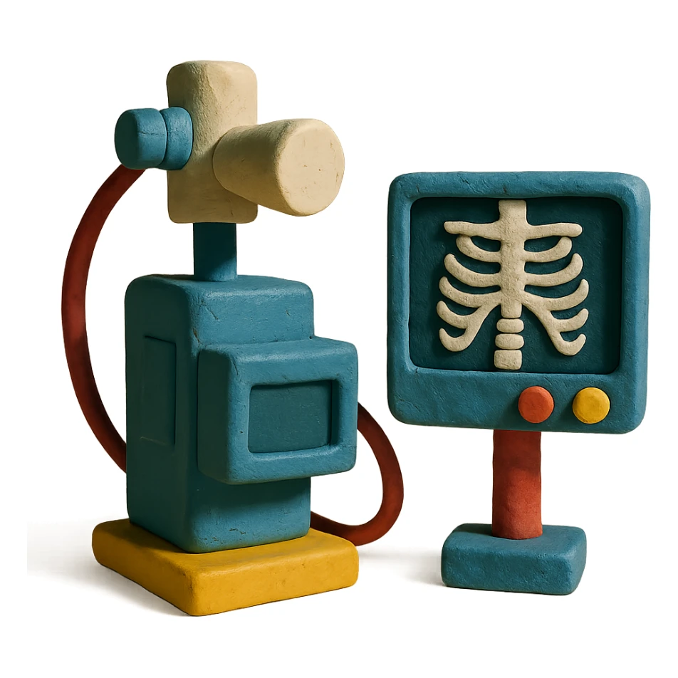 1980s X-ray equipment in claymation style sticker