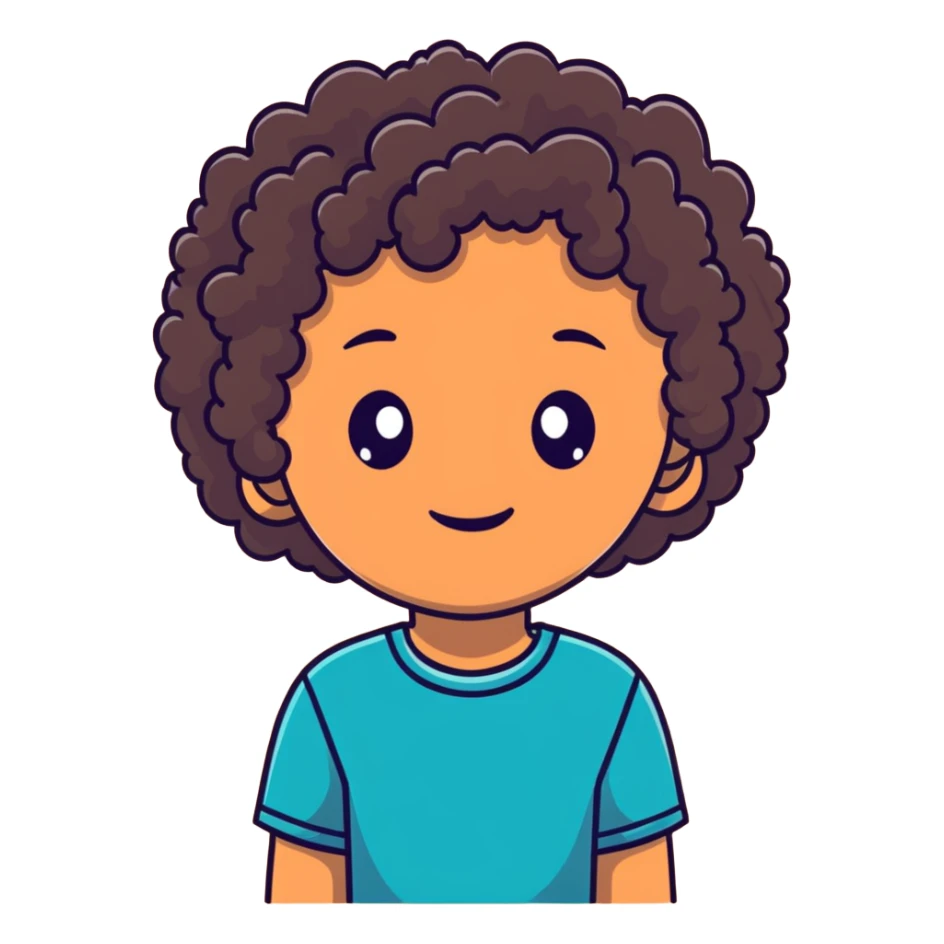 tan teenager with curly dark brown hair sticker