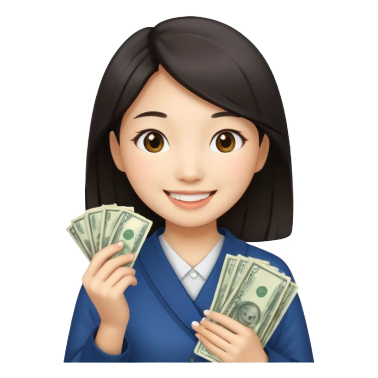 Hot Asian girl with money  sticker