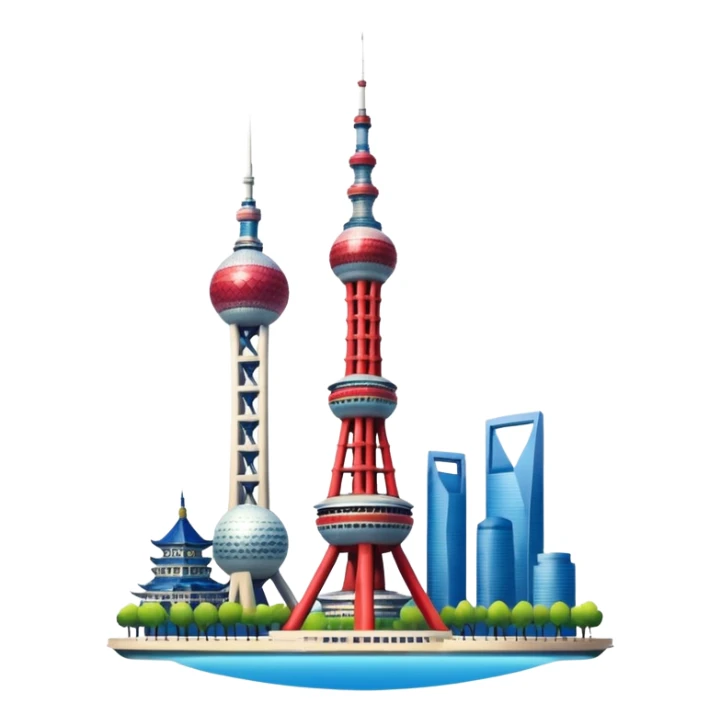 Shanghai Oriental Pearl Tower with a sunset background sticker