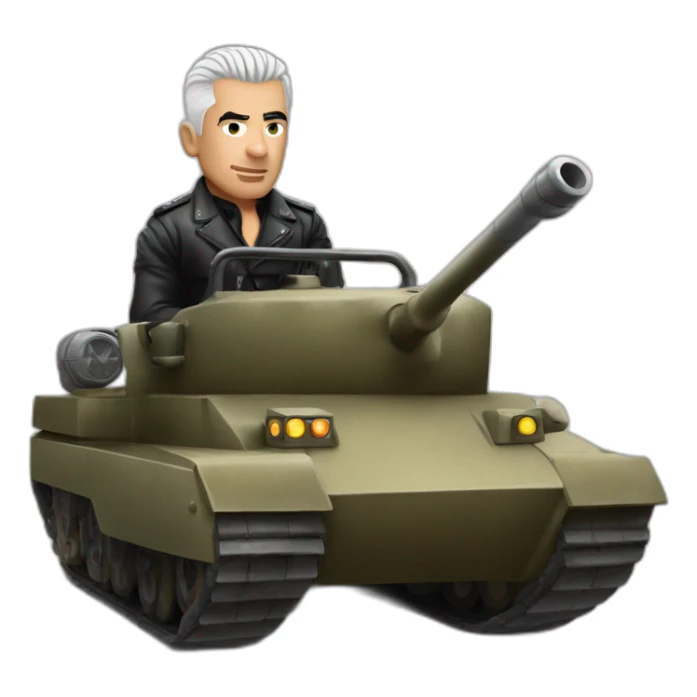Till Lindemann ridding a tank sticker
