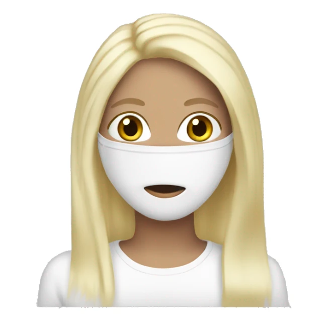 Whitexwoman blonde hair white face mask sticker