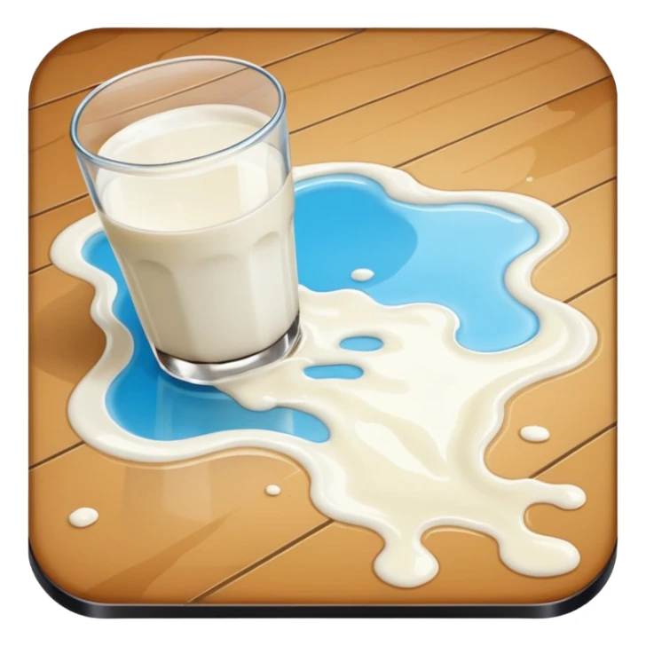 fallen over glass of milk spill on floor sticker